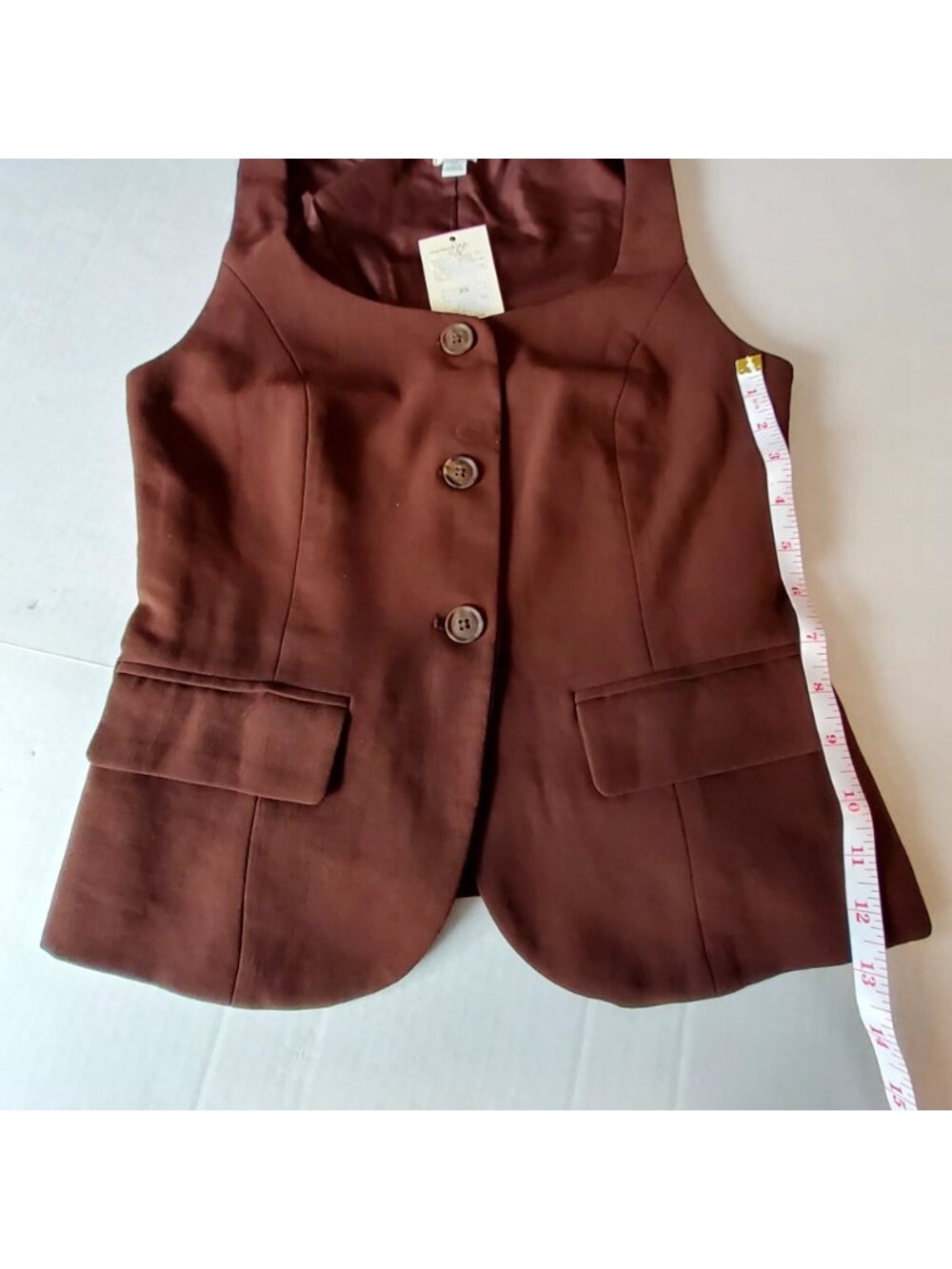 A New Day Womens Sleeveless Brown Vest Size XS Recycled Polyester Button Closure - Picture 4 of 9